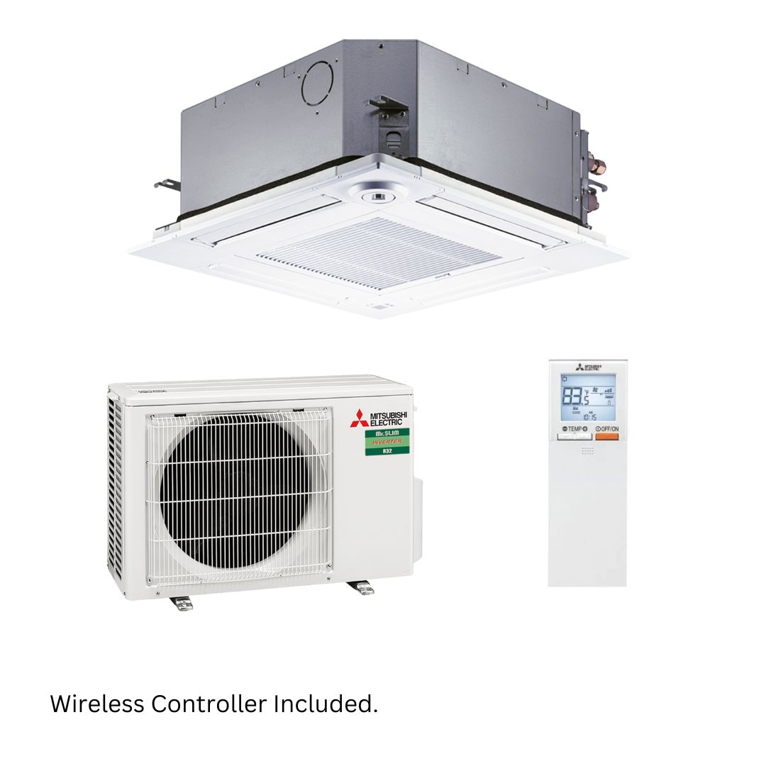 Mitsubishi Electric Mr Slim SLZ-M Inverter Ceiling Cassette R32 2.5kW Wireless Set