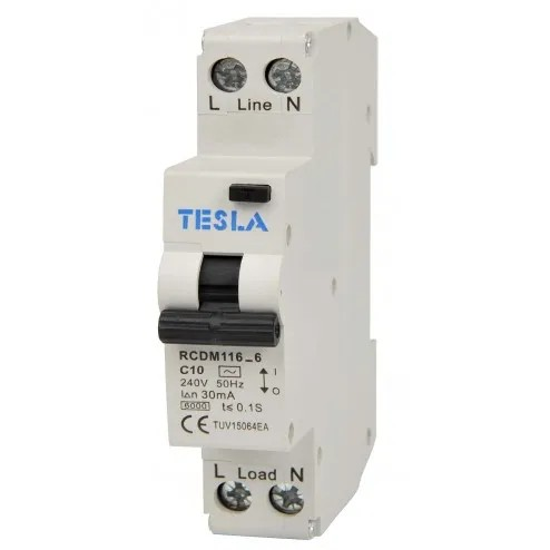Tesla A Style RCD/MCB - 1 Pole 6kA 25A