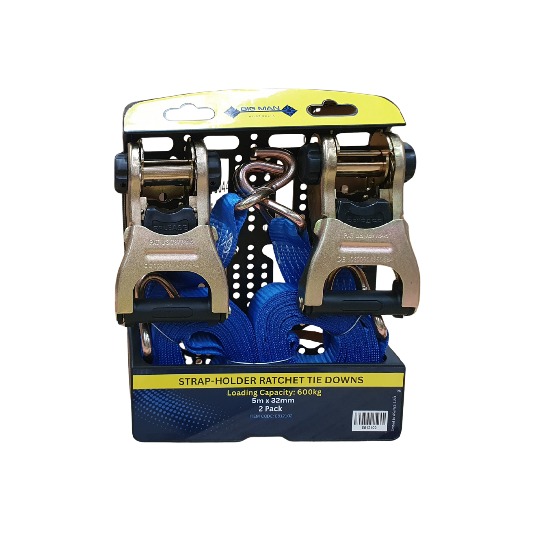 Big Man Ratchet Tie Down 32mm x 5m Double Pack