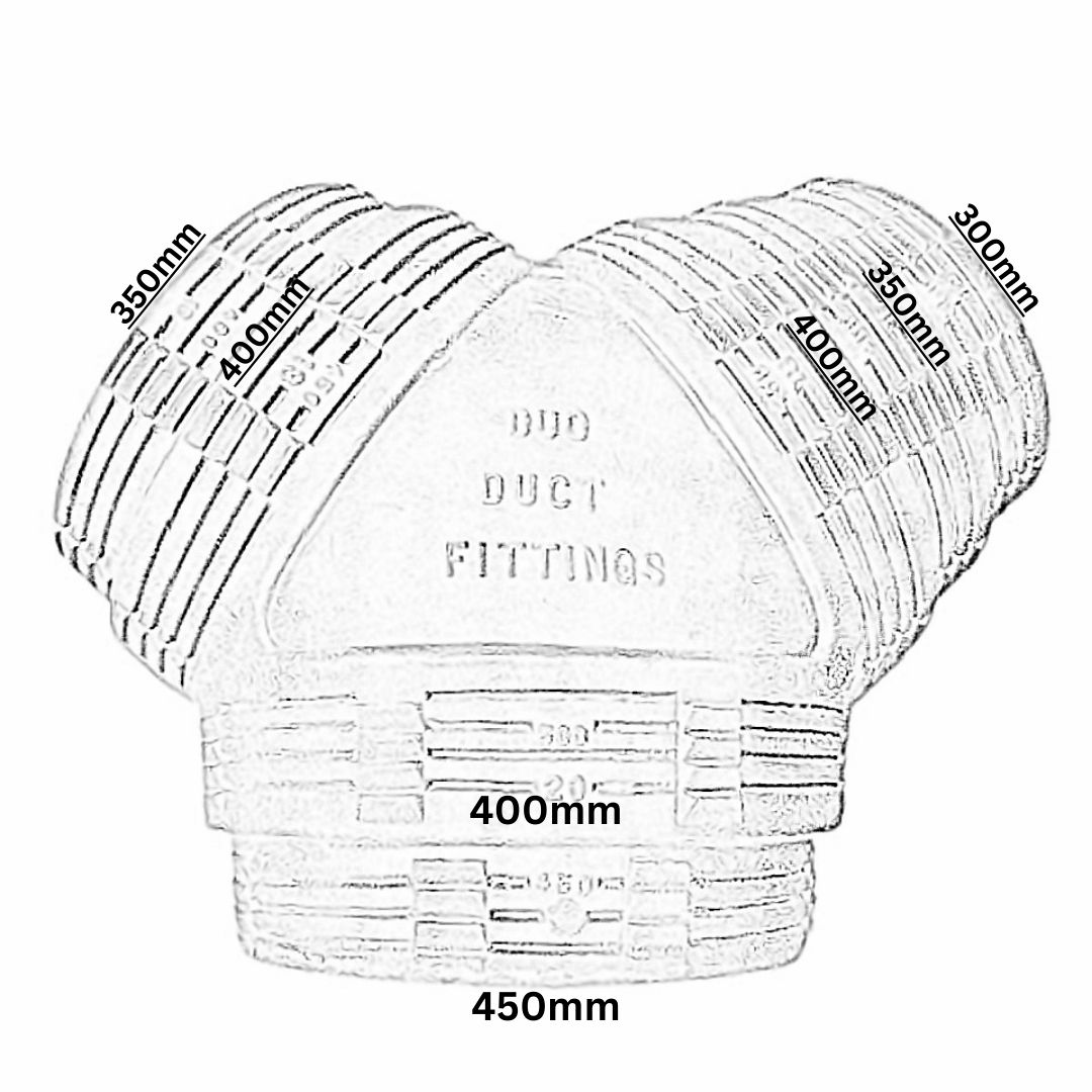 Duct Y-Piece (181616, 181614, 181612, 181414, 181412, 161616, 161614, 161612, 161414, 161412)