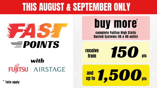 Fujitsu Airstage - buying ducted, receiving Reward points.