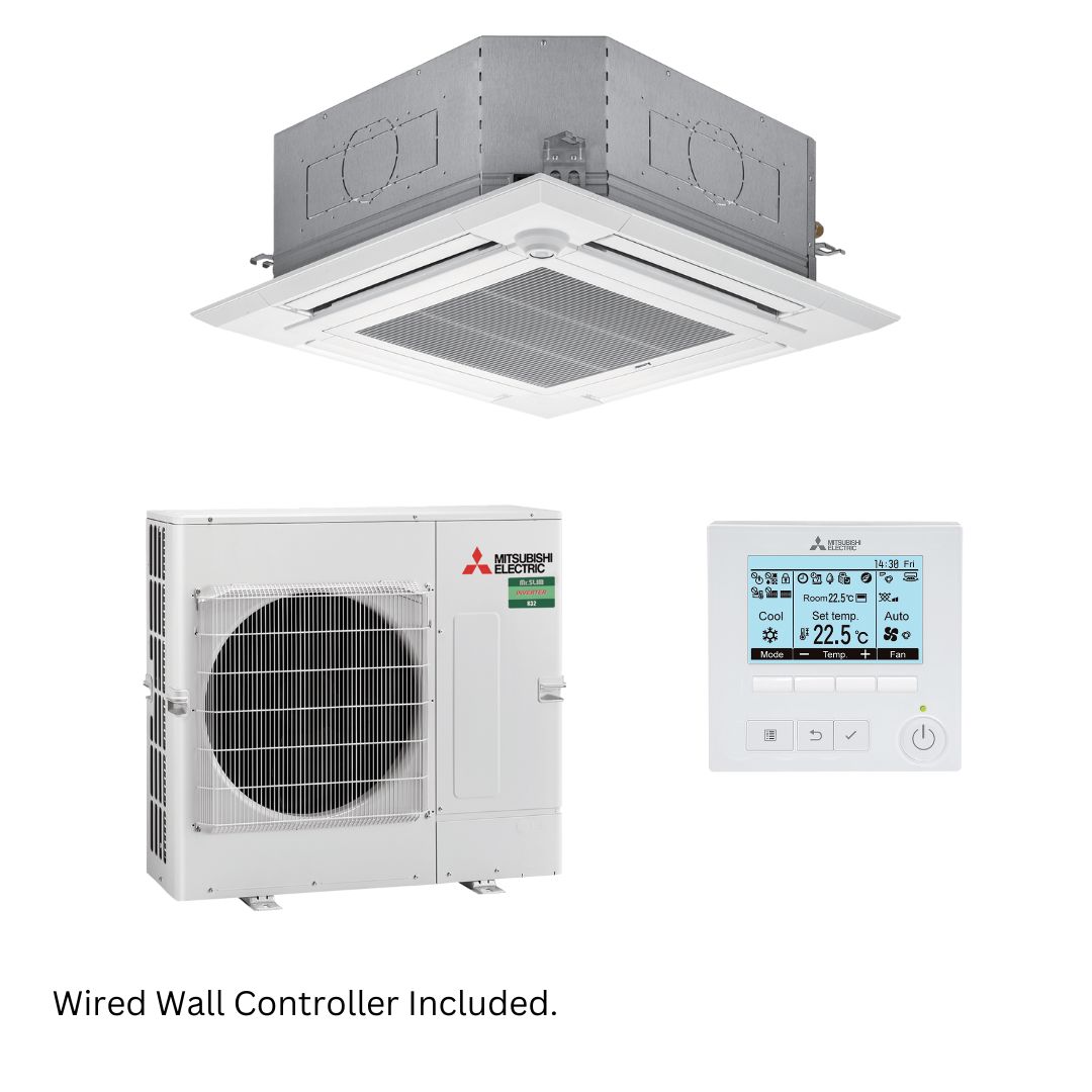 Mitsubishi Electric Mr Slim PLA-M Inverter Ceiling Cassette R32 10kW 1 Ph Wired Set