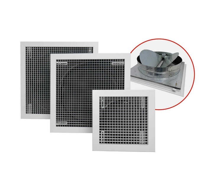 Egg Crate Grille R/C 250x250-250 C/W - BF Damper & F/Clips